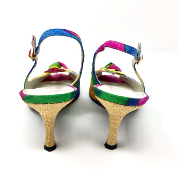 Stuart Weitzman rainbow watercolor peep toe heels - Picture 5 of 8
